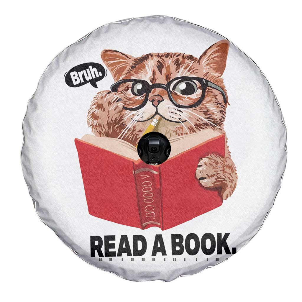 Funny Cat Reading Spare Tire Cover Book Lover TS14 Print Your Wear
