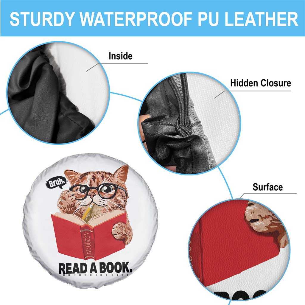 Funny Cat Reading Spare Tire Cover Book Lover TS14 Print Your Wear