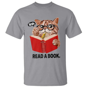 Funny Cat Reading T Shirt Book Lover TS14 Sport Gray Print Your Wear