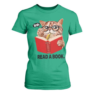 Funny Cat Reading T Shirt For Women Book Lover - Print Your Wear