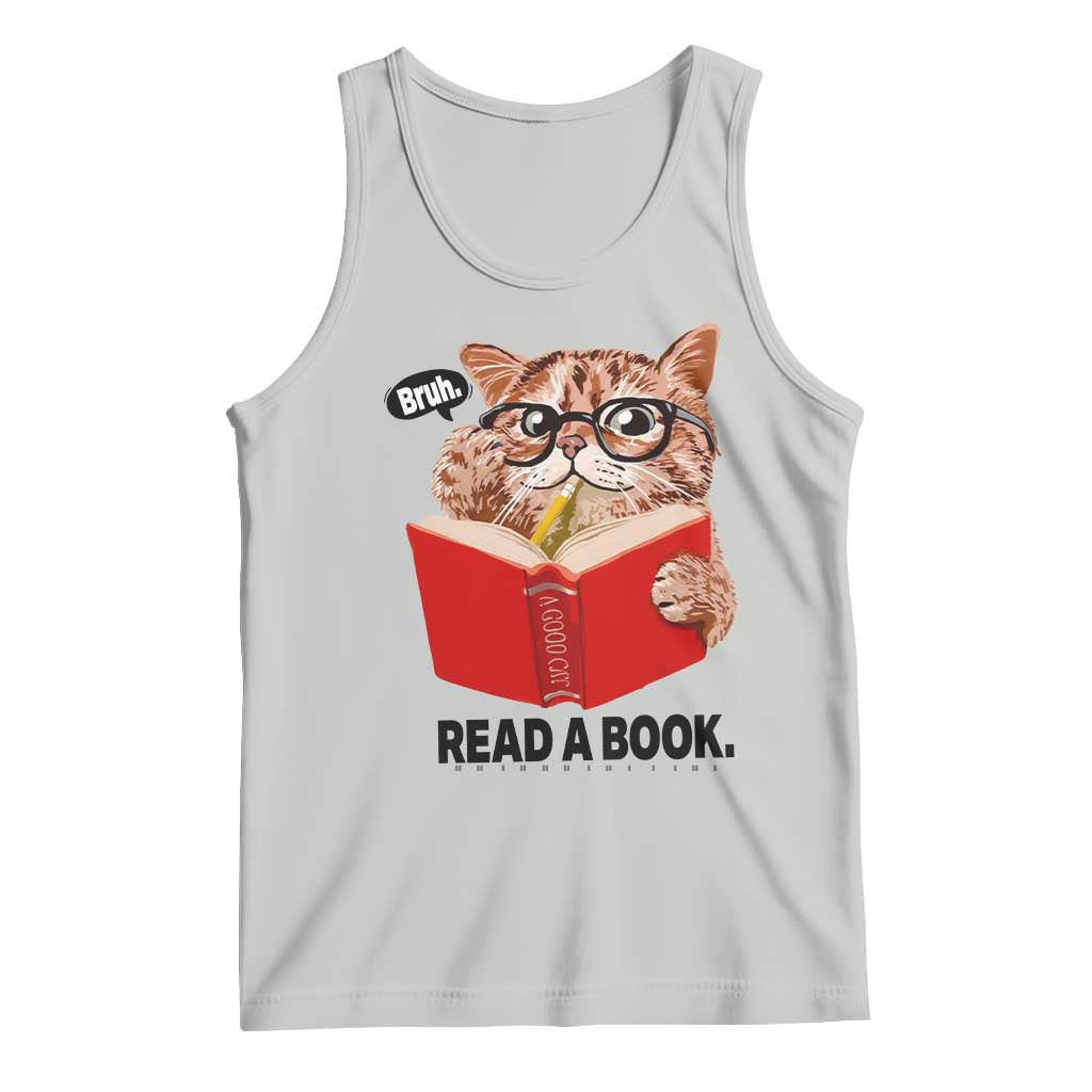 Funny Cat Reading Tank Top Book Lover TS14 Ash Print Your Wear