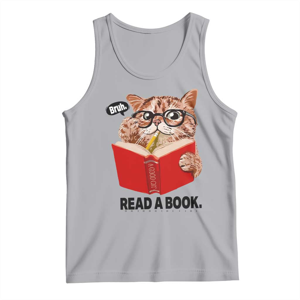 Funny Cat Reading Tank Top Book Lover TS14 Athletic Heather Print Your Wear