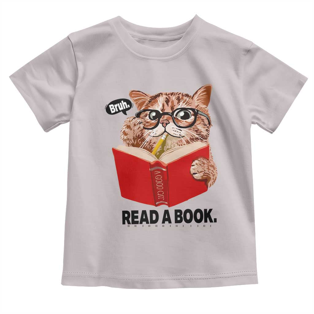 Funny Cat Reading Toddler T Shirt Book Lover TS14 Ice Gray Print Your Wear