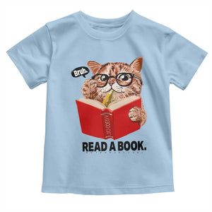 Funny Cat Reading Toddler T Shirt Book Lover TS14 Light Blue Print Your Wear