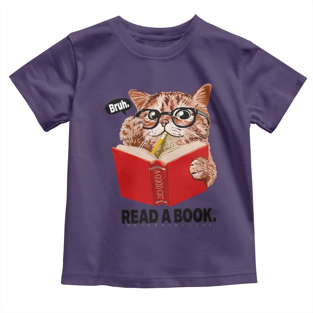 Funny Cat Reading Toddler T Shirt Book Lover TS14 Purple Print Your Wear