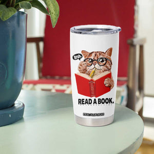 Funny Cat Reading Tumbler Cup Book Lover TS14 Print Your Wear