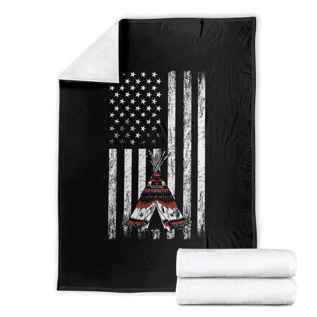 Teepee Pocket Native American Throw Blanket American Flag Native Feather Pride Month Indigenous TS14 Black Print Your Wear