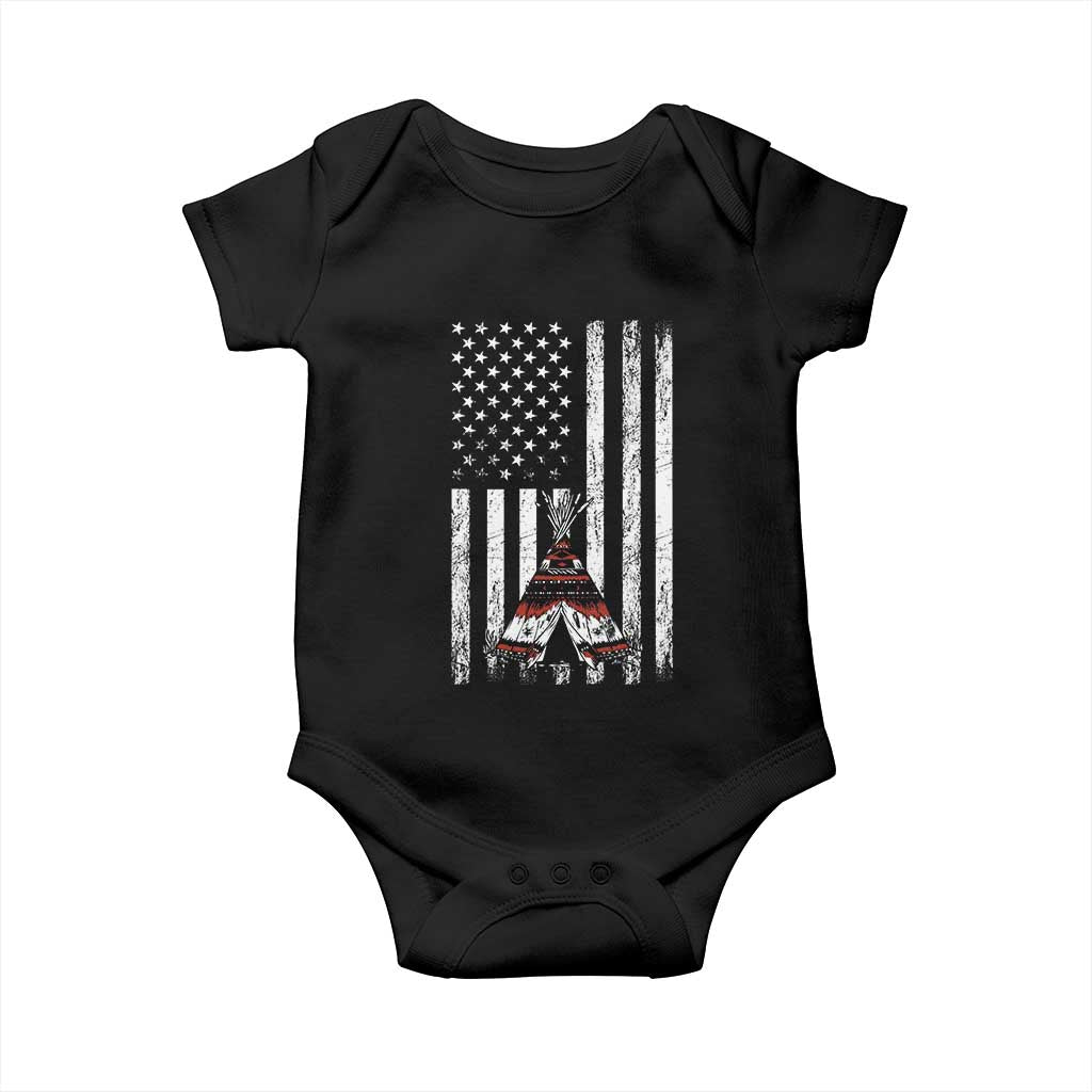 Teepee Pocket Native American Baby Onesie American Flag Native Feather Pride Month Indigenous TS14 Black Print Your Wear