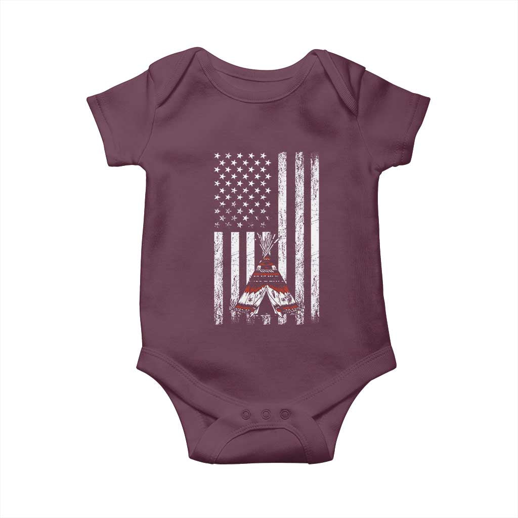 Teepee Pocket Native American Baby Onesie American Flag Native Feather Pride Month Indigenous