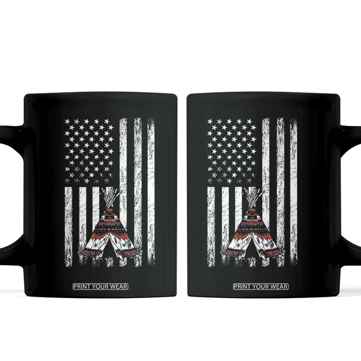 Teepee Pocket Native American Coffee Mug American Flag Native Feather Pride Month Indigenous TS14 Black Print Your Wear