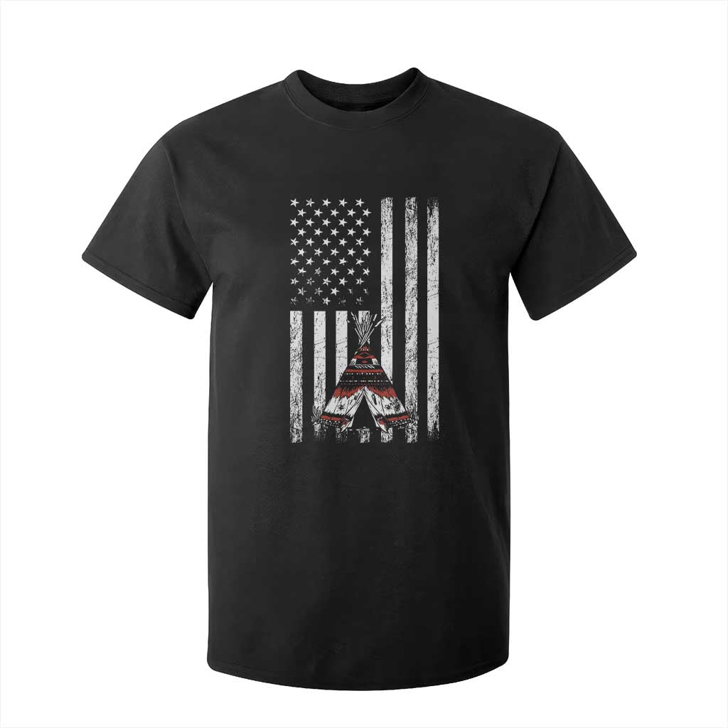 Teepee Pocket Native American T Shirt For Kid American Flag Native Feather Pride Month Indigenous