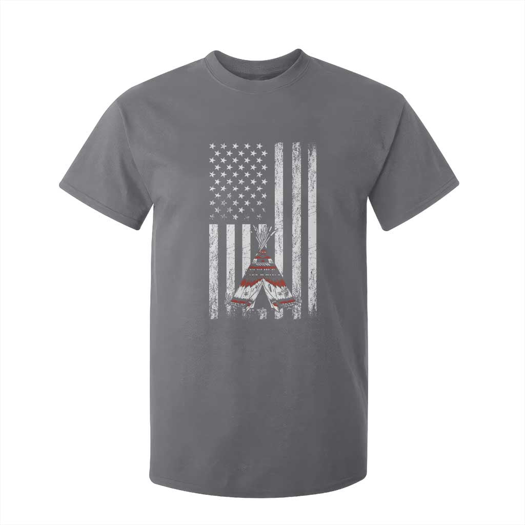 Teepee Pocket Native American T Shirt For Kid American Flag Native Feather Pride Month Indigenous