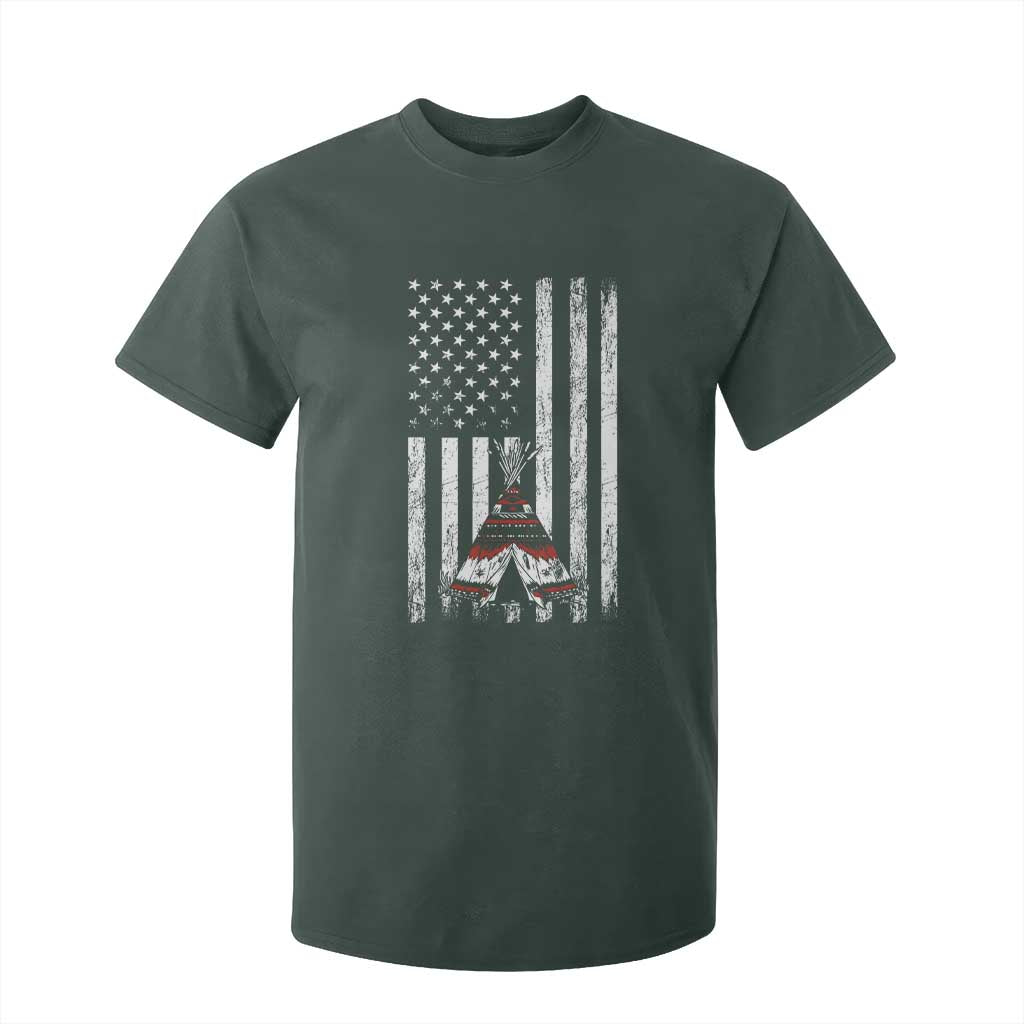 Teepee Pocket Native American T Shirt For Kid American Flag Native Feather Pride Month Indigenous