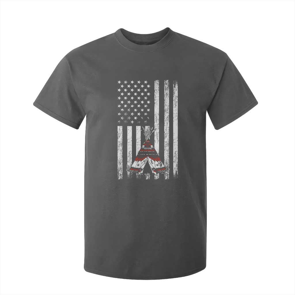 Teepee Pocket Native American T Shirt For Kid American Flag Native Feather Pride Month Indigenous