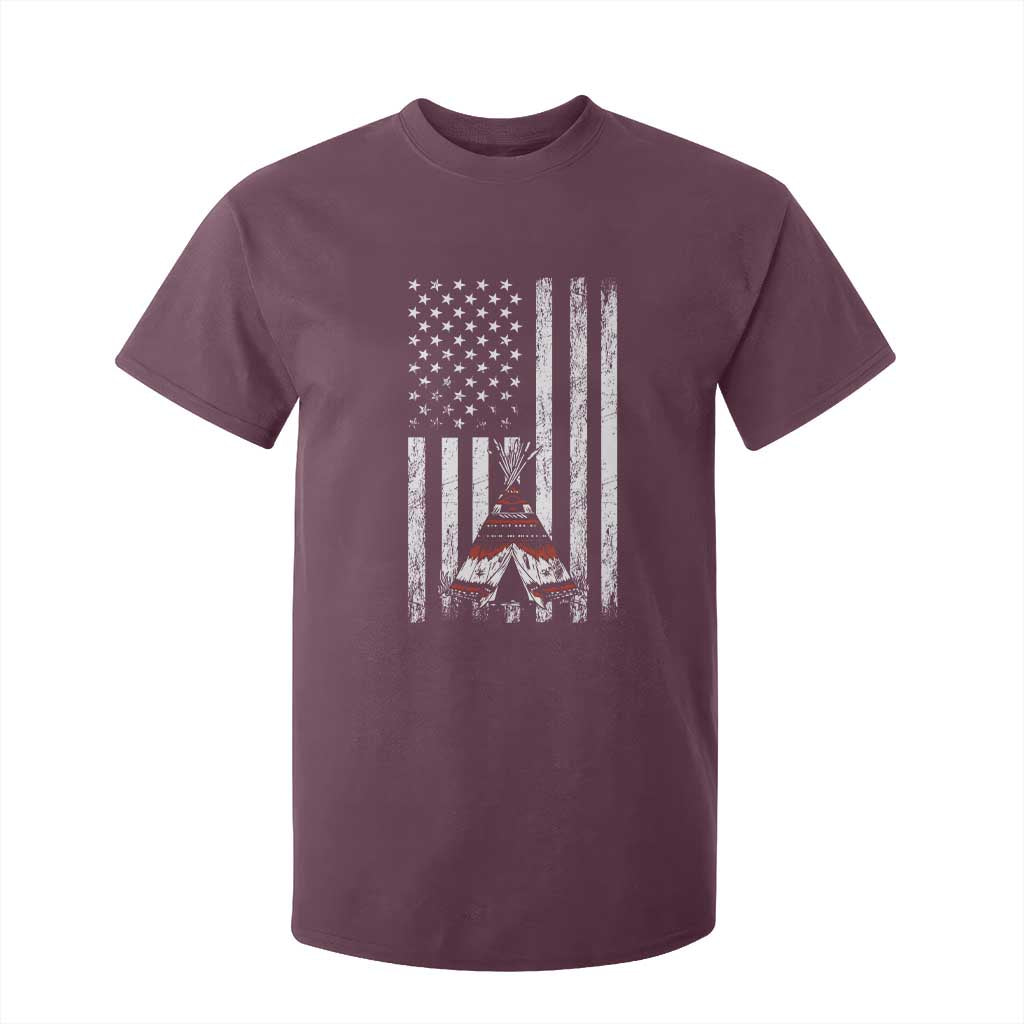 Teepee Pocket Native American T Shirt For Kid American Flag Native Feather Pride Month Indigenous