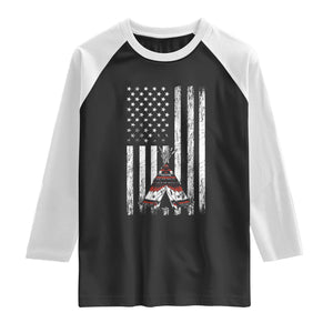 Teepee Pocket Native American Raglan Shirt American Flag Native Feather Pride Month Indigenous