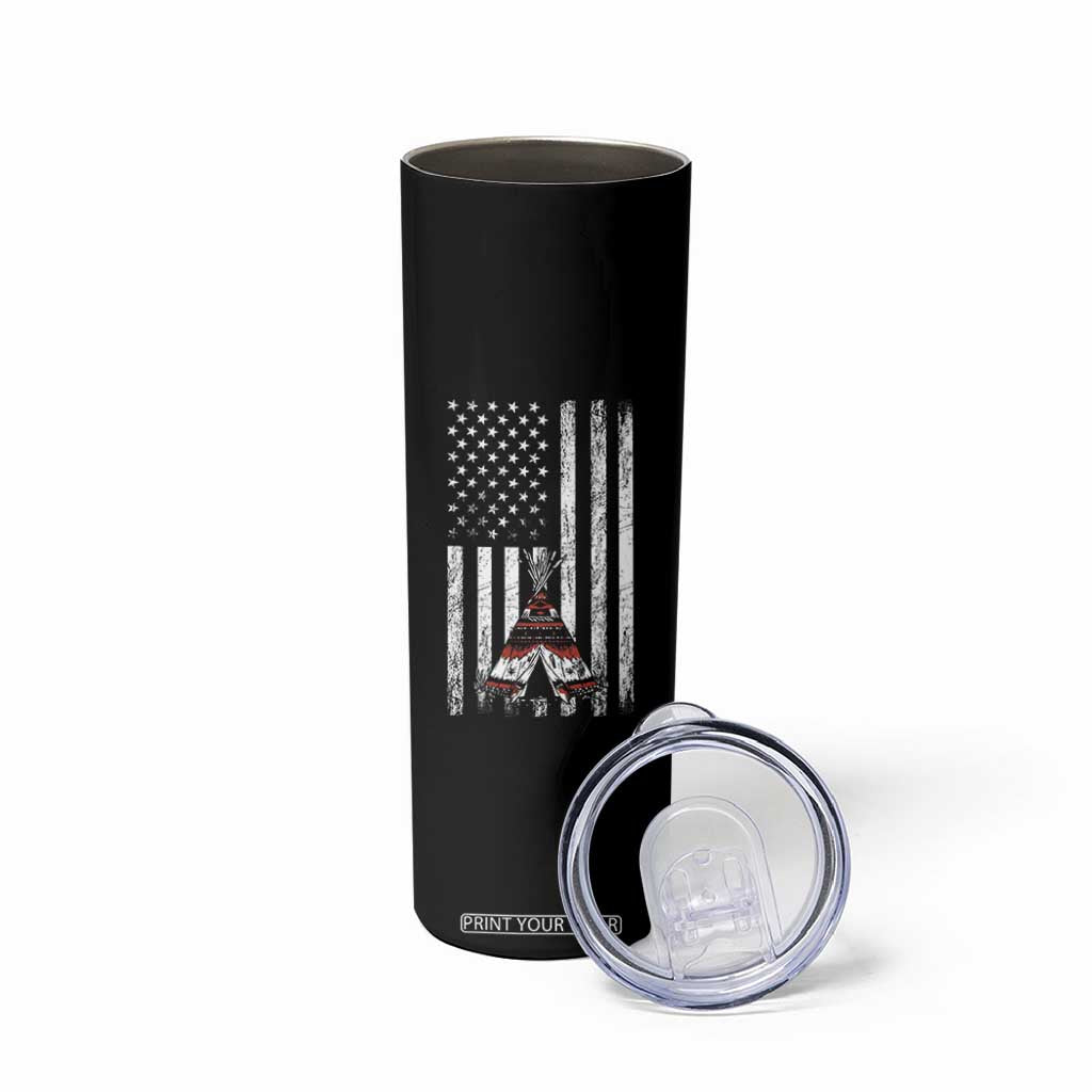 Teepee Pocket Native American Skinny Tumbler American Flag Native Feather Pride Month Indigenous