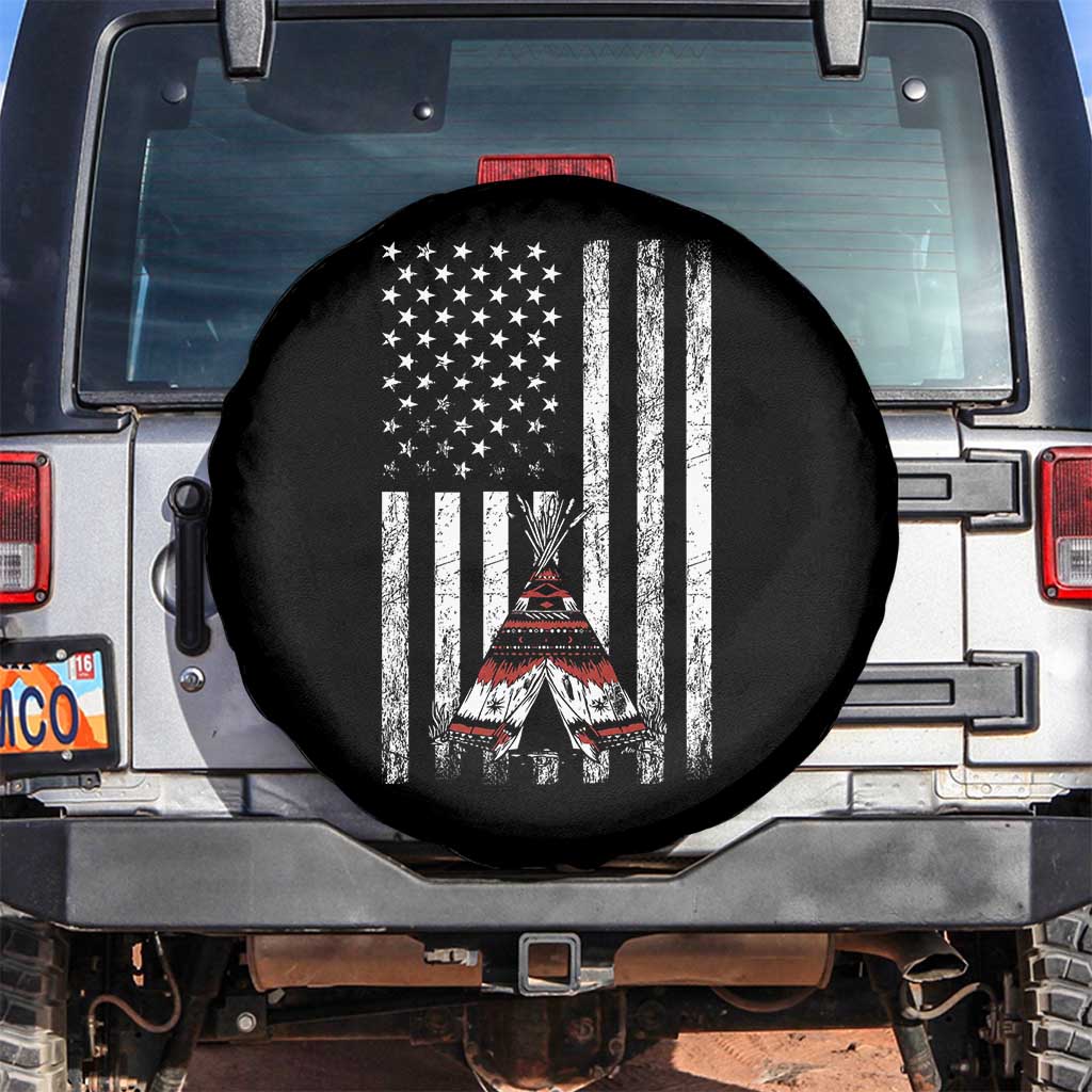 Teepee Pocket Native American Spare Tire Cover American Flag Native Feather Pride Month Indigenous TS14 No hole Black Print Your Wear