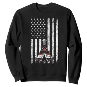 Teepee Pocket Native American Sweatshirt American Flag Native Feather Pride Month Indigenous