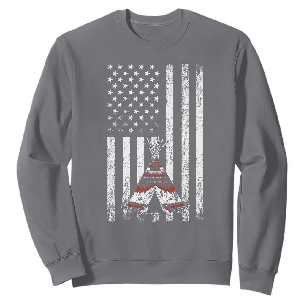 Teepee Pocket Native American Sweatshirt American Flag Native Feather Pride Month Indigenous