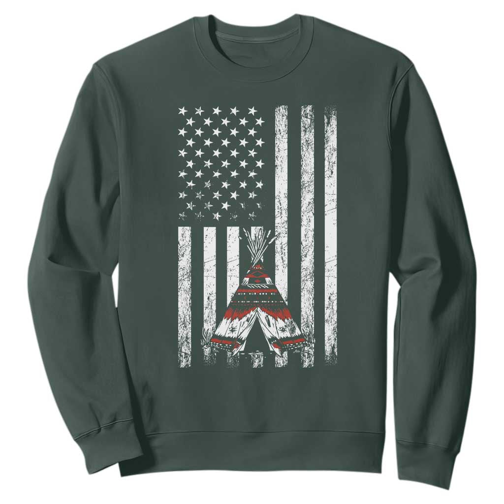Teepee Pocket Native American Sweatshirt American Flag Native Feather Pride Month Indigenous