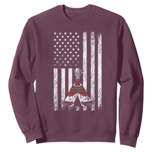 Teepee Pocket Native American Sweatshirt American Flag Native Feather Pride Month Indigenous