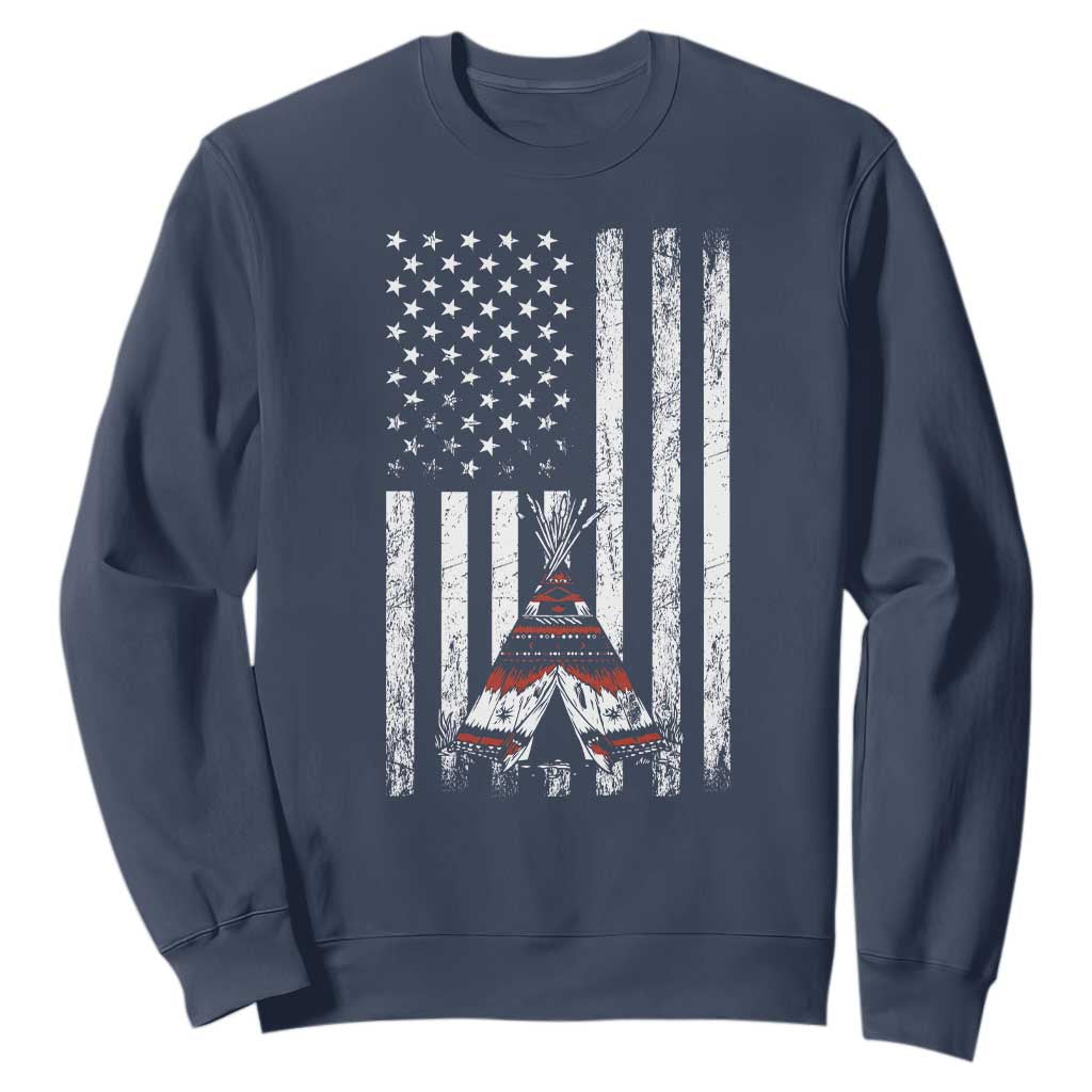 Teepee Pocket Native American Sweatshirt American Flag Native Feather Pride Month Indigenous