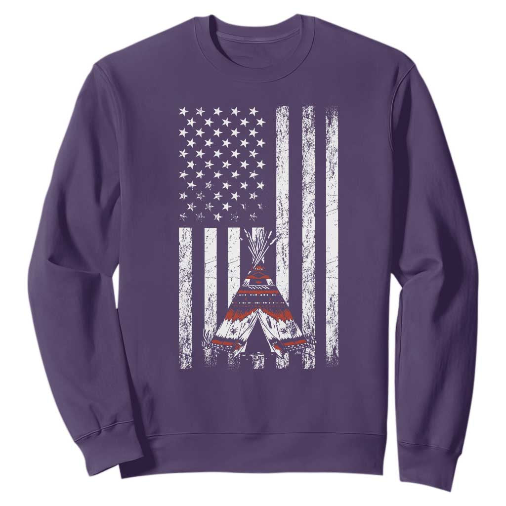Teepee Pocket Native American Sweatshirt American Flag Native Feather Pride Month Indigenous
