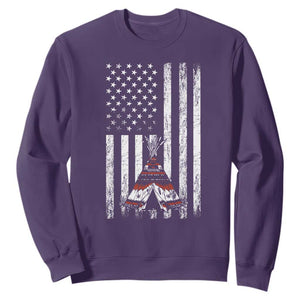 Teepee Pocket Native American Sweatshirt American Flag Native Feather Pride Month Indigenous