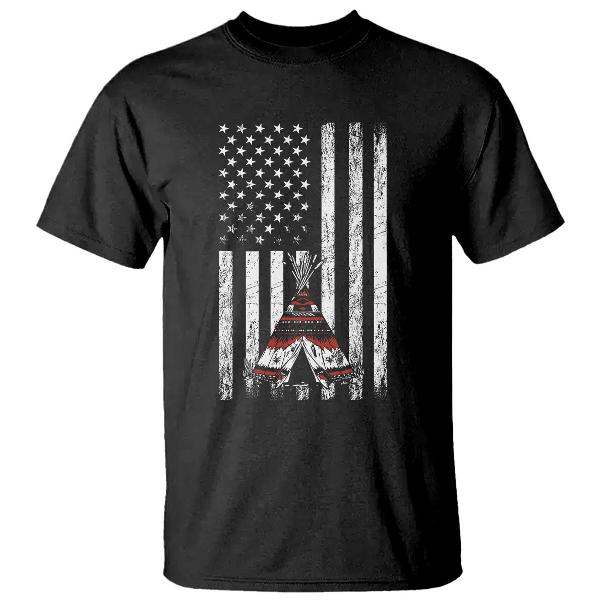 Teepee Pocket Native American T Shirt American Flag Native Feather Pride Month Indigenous