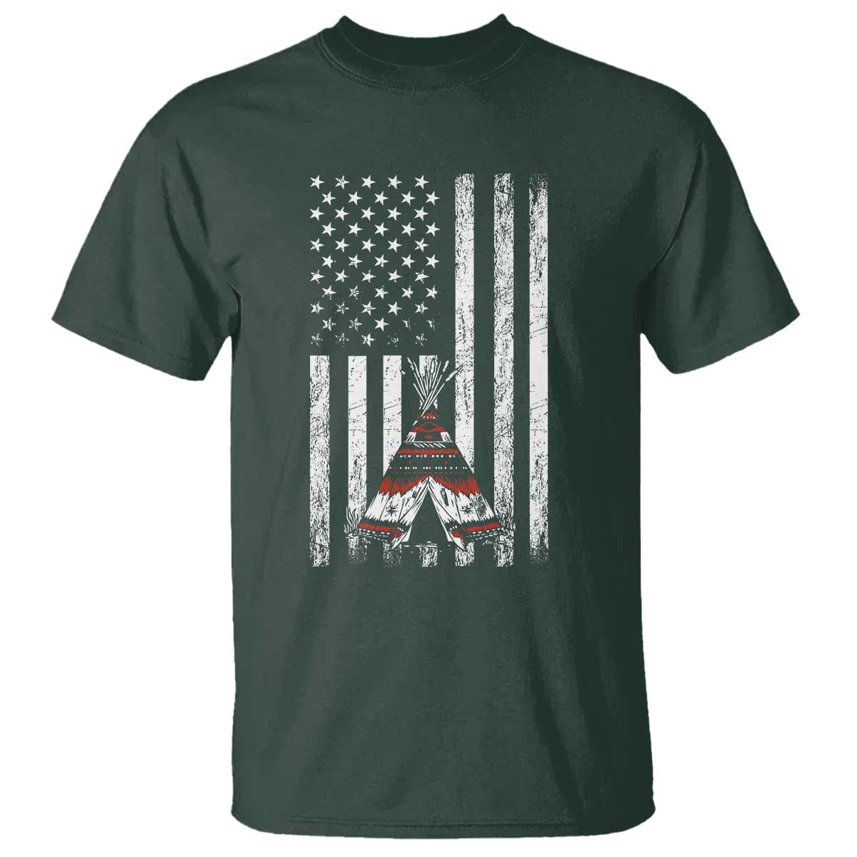 Teepee Pocket Native American T Shirt American Flag Native Feather Pride Month Indigenous
