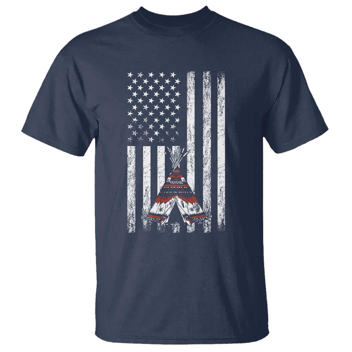 Teepee Pocket Native American T Shirt American Flag Native Feather Pride Month Indigenous