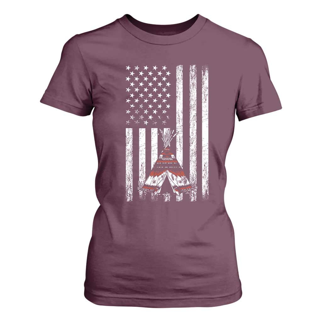 Teepee Pocket Native American T Shirt For Women American Flag Native Feather Pride Month Indigenous