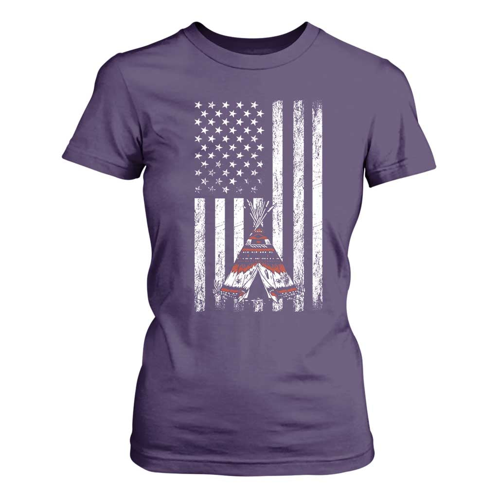 Teepee Pocket Native American T Shirt For Women American Flag Native Feather Pride Month Indigenous