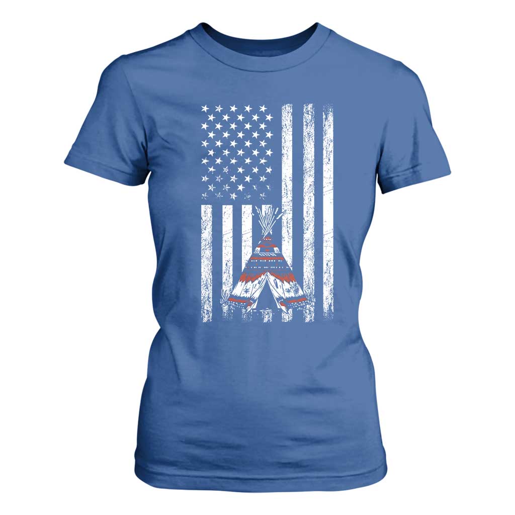 Teepee Pocket Native American T Shirt For Women American Flag Native Feather Pride Month Indigenous