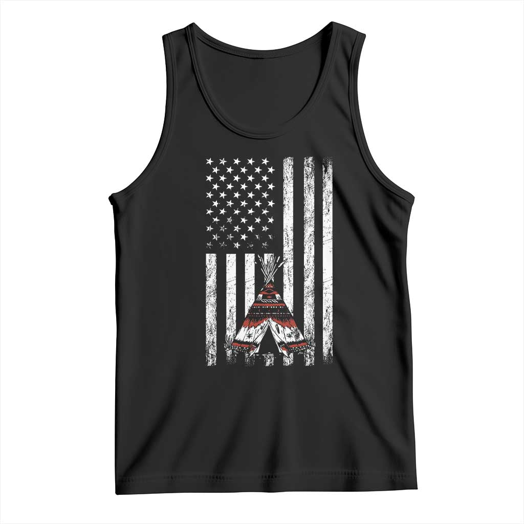 Teepee Pocket Native American Tank Top American Flag Native Feather Pride Month Indigenous TS14 Black Print Your Wear