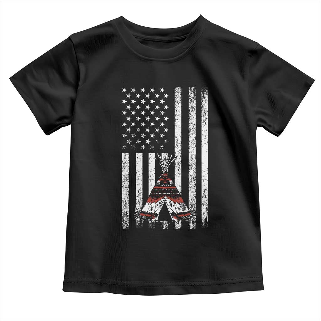 Teepee Pocket Native American Toddler T Shirt American Flag Native Feather Pride Month Indigenous TS14 Black Print Your Wear