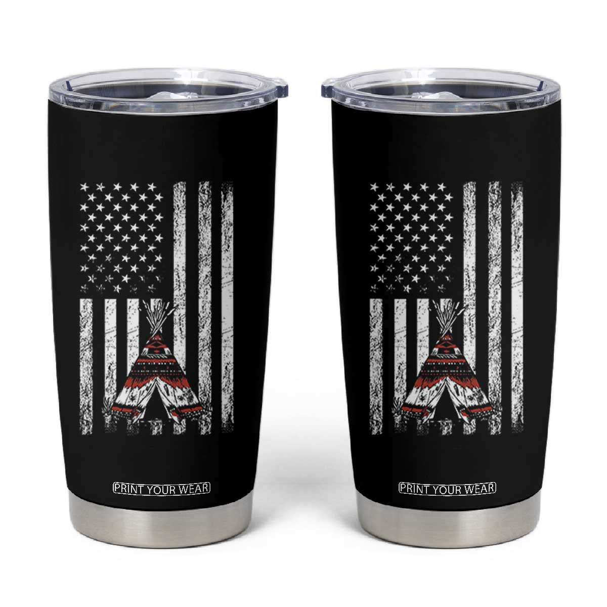 Teepee Pocket Native American Tumbler Cup American Flag Native Feather Pride Month Indigenous