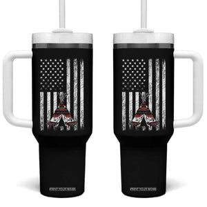Teepee Pocket Native American Tumbler With Handle American Flag Native Feather Pride Month Indigenous