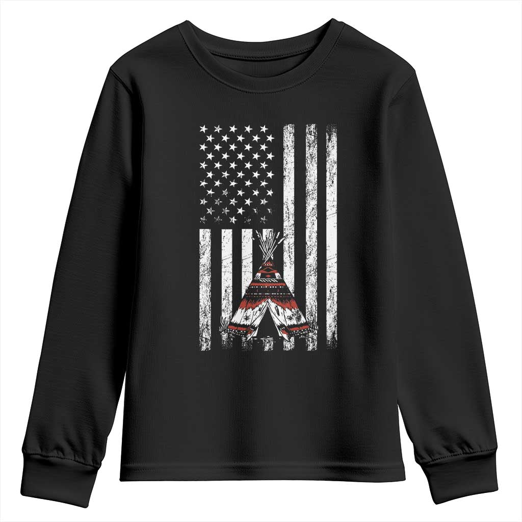 Teepee Pocket Native American Youth Sweatshirt American Flag Native Feather Pride Month Indigenous TS14 Black Print Your Wear