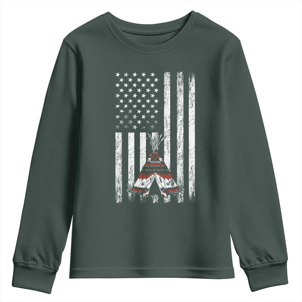Teepee Pocket Native American Youth Sweatshirt American Flag Native Feather Pride Month Indigenous
