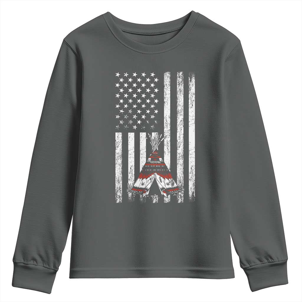 Teepee Pocket Native American Youth Sweatshirt American Flag Native Feather Pride Month Indigenous