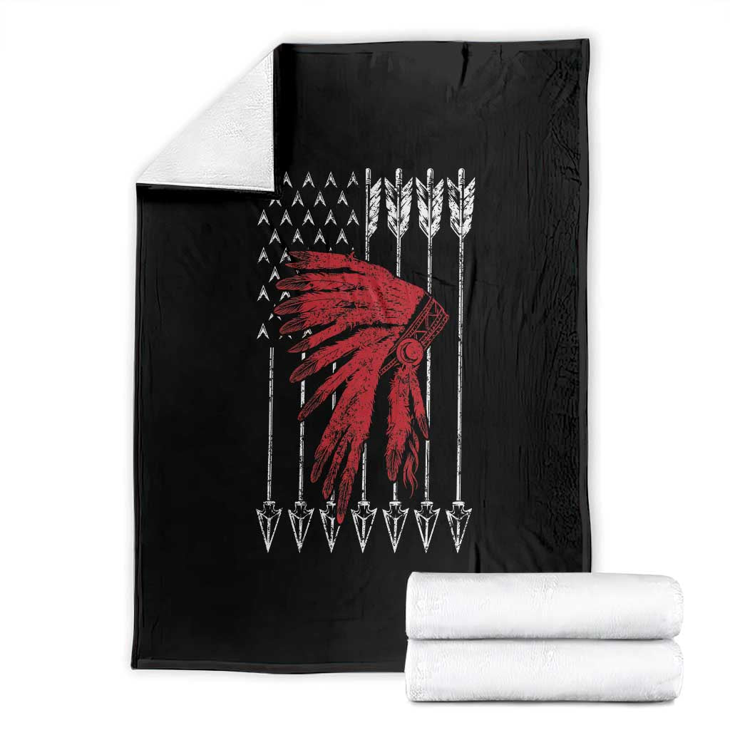 Native American Teepee American Flag Throw Blanket TS14 Black Print Your Wear