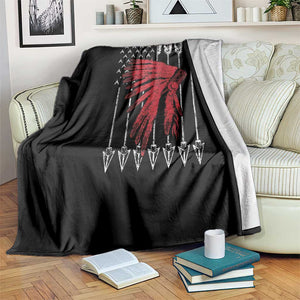 Native American Teepee American Flag Throw Blanket