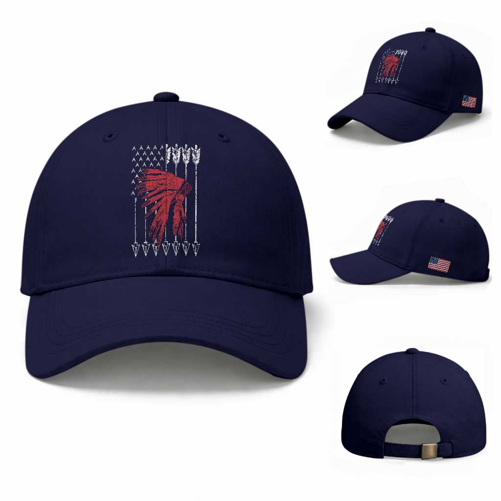Native American Teepee American Flag Baseball Cap