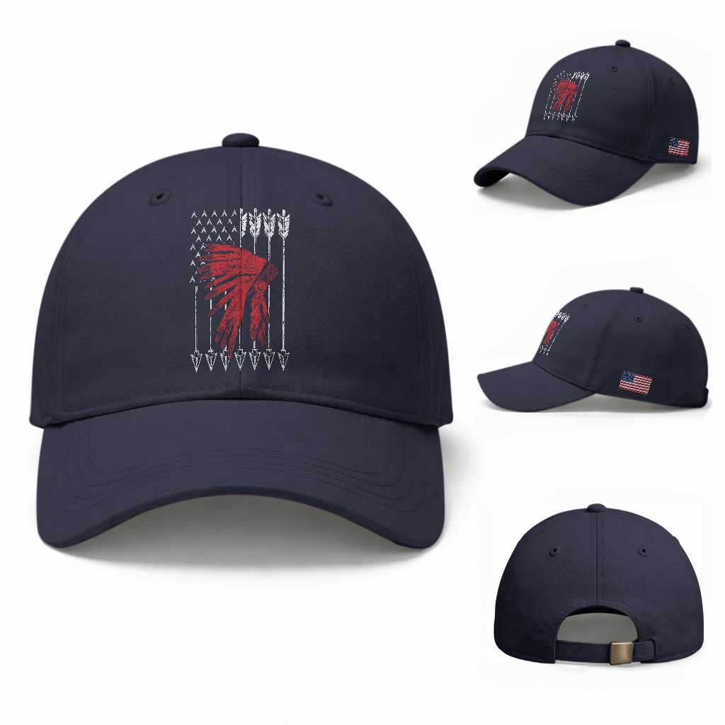 Native American Teepee American Flag Baseball Cap