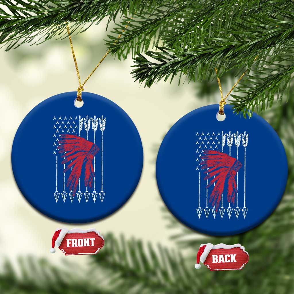 Native American Teepee American Flag Ceramic Ornament