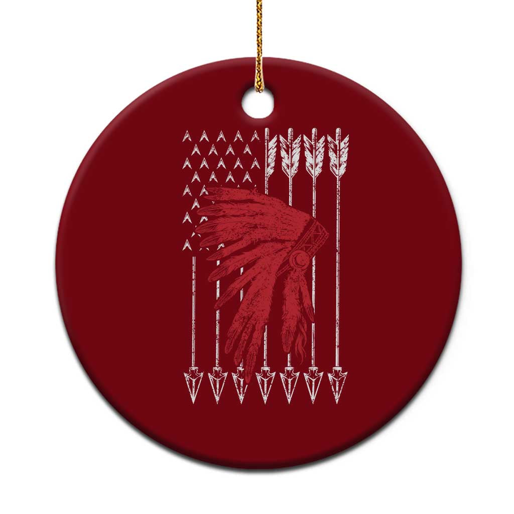 Native American Teepee American Flag Ceramic Ornament TS14 1pc Red Print Your Wear