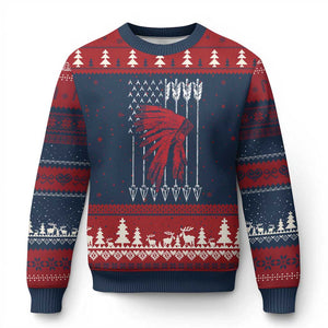 Native American Teepee American Flag Ugly Christmas Sweater
