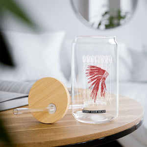 Native American Teepee American Flag Glass Can